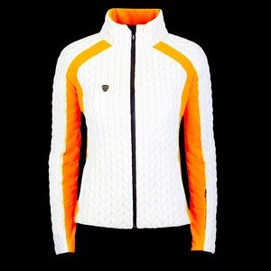 NWT White and Orange Pistanera Luxury Italian Jacket